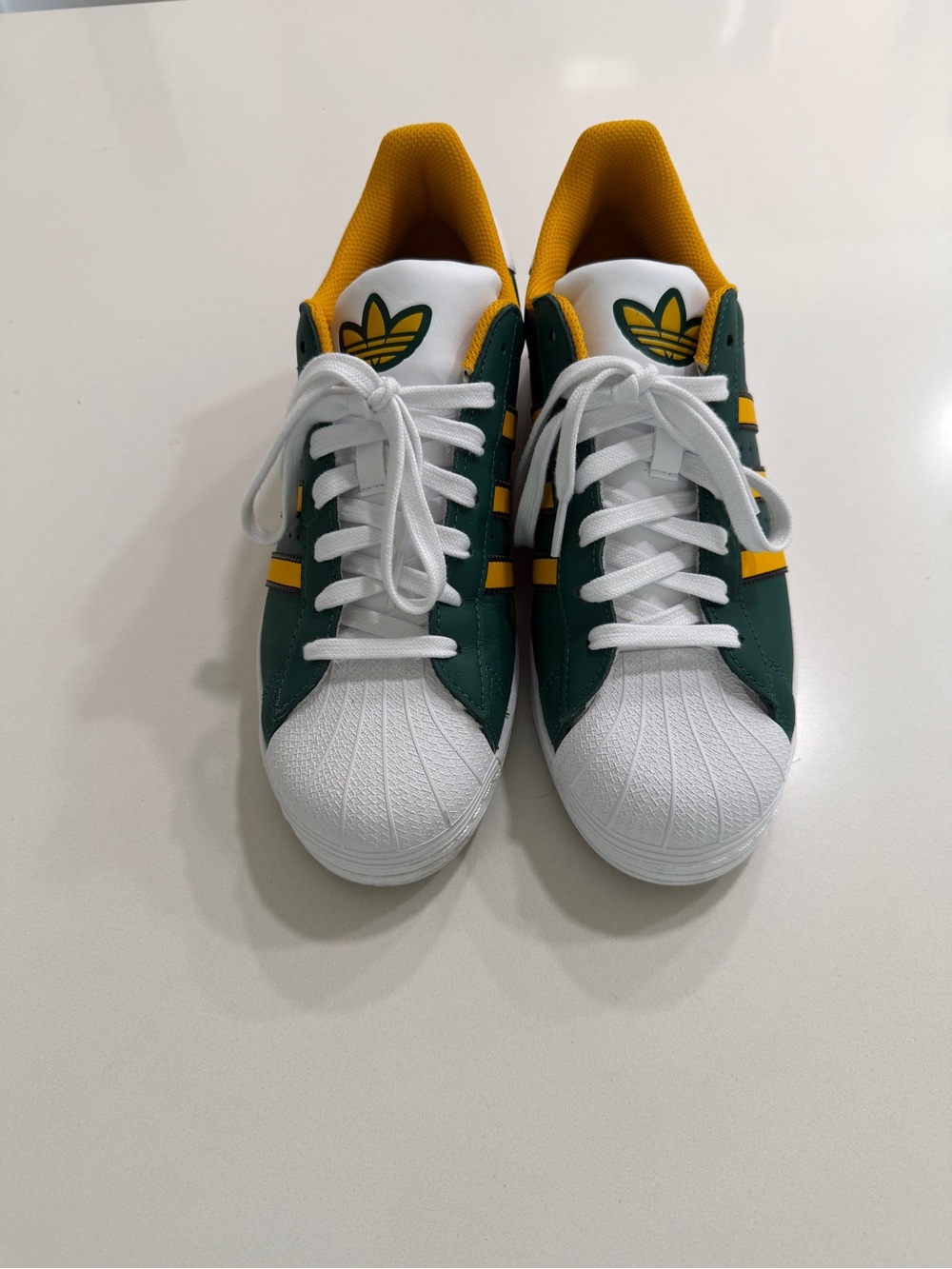 adidas White, Green & Yellow Classic Low-Top Sneakers